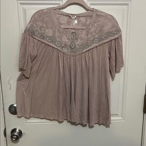 POL Dusty Pink Embroidered Blouse